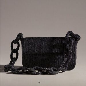 Anthropologie Maeve Black Beaded Shoulder Bag